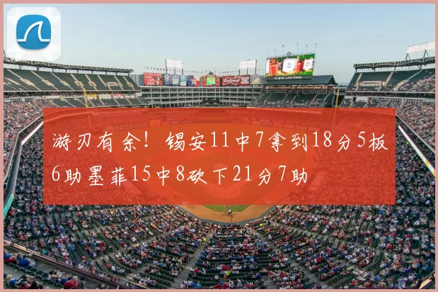 游刃有余！锡安11中7拿到18分5板6助墨菲15中8砍下21分7助